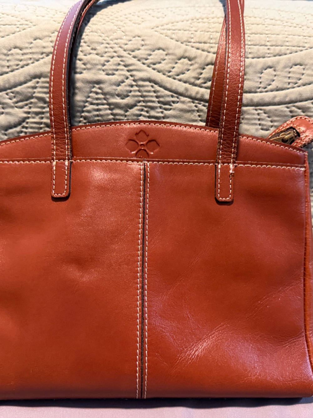 Patricia Nash Leather Tote in Brick Red
